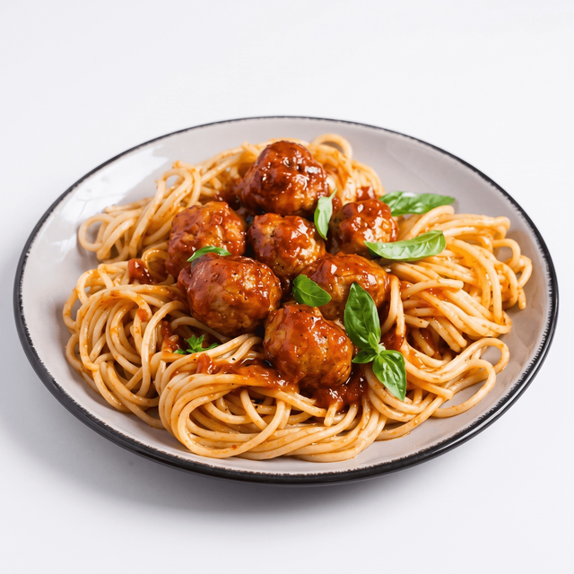 Pasta with Homemade Meatballs.